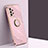 Ultra-thin Silicone Gel Soft Case Cover with Magnetic Finger Ring Stand XL1 for Samsung Galaxy A52 4G Pink