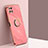 Ultra-thin Silicone Gel Soft Case Cover with Magnetic Finger Ring Stand XL1 for Samsung Galaxy F42 5G Hot Pink