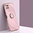 Ultra-thin Silicone Gel Soft Case Cover with Magnetic Finger Ring Stand XL1 for Samsung Galaxy F42 5G Pink