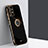 Ultra-thin Silicone Gel Soft Case Cover with Magnetic Finger Ring Stand XL1 for Samsung Galaxy M32 5G Black