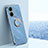 Ultra-thin Silicone Gel Soft Case Cover with Magnetic Finger Ring Stand XL1 for Vivo T1 5G Blue