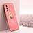 Ultra-thin Silicone Gel Soft Case Cover with Magnetic Finger Ring Stand XL1 for Vivo V23 Pro 5G Hot Pink