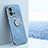 Ultra-thin Silicone Gel Soft Case Cover with Magnetic Finger Ring Stand XL1 for Vivo V25e Blue