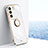 Ultra-thin Silicone Gel Soft Case Cover with Magnetic Finger Ring Stand XL1 for Vivo V27 5G White