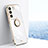 Ultra-thin Silicone Gel Soft Case Cover with Magnetic Finger Ring Stand XL1 for Vivo V27 Pro 5G White