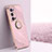 Ultra-thin Silicone Gel Soft Case Cover with Magnetic Finger Ring Stand XL1 for Vivo X70 Pro+ Plus 5G Pink