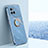 Ultra-thin Silicone Gel Soft Case Cover with Magnetic Finger Ring Stand XL1 for Vivo X80 5G Blue