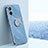 Ultra-thin Silicone Gel Soft Case Cover with Magnetic Finger Ring Stand XL1 for Vivo Y02S Blue