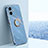 Ultra-thin Silicone Gel Soft Case Cover with Magnetic Finger Ring Stand XL1 for Vivo Y22 Blue