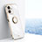 Ultra-thin Silicone Gel Soft Case Cover with Magnetic Finger Ring Stand XL1 for Vivo Y22 White