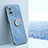 Ultra-thin Silicone Gel Soft Case Cover with Magnetic Finger Ring Stand XL1 for Vivo Y30 5G Blue