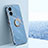 Ultra-thin Silicone Gel Soft Case Cover with Magnetic Finger Ring Stand XL1 for Vivo Y77 5G Blue