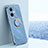 Ultra-thin Silicone Gel Soft Case Cover with Magnetic Finger Ring Stand XL1 for Vivo Y78 5G Blue