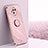 Ultra-thin Silicone Gel Soft Case Cover with Magnetic Finger Ring Stand XL1 for Xiaomi Redmi Note 9 5G Pink