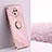 Ultra-thin Silicone Gel Soft Case Cover with Magnetic Finger Ring Stand XL1 for Xiaomi Redmi Note 9T 5G Pink