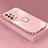 Ultra-thin Silicone Gel Soft Case Cover with Magnetic Finger Ring Stand XL2 for Samsung Galaxy A13 4G Pink