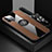 Ultra-thin Silicone Gel Soft Case Cover with Magnetic Finger Ring Stand Z01 for Apple iPhone 14 Pro Max Brown