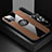 Ultra-thin Silicone Gel Soft Case Cover with Magnetic Finger Ring Stand Z01 for Apple iPhone 15 Pro Max Brown