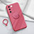 Ultra-thin Silicone Gel Soft Case Cover with Magnetic Finger Ring Stand Z01 for Vivo V27e 5G Hot Pink