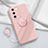Ultra-thin Silicone Gel Soft Case Cover with Magnetic Finger Ring Stand Z01 for Vivo V27e 5G Pink