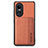 Ultra-thin Silicone Gel Soft Case Cover with Magnetic S01D for Oppo Reno10 5G Brown