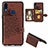 Ultra-thin Silicone Gel Soft Case Cover with Magnetic S03D for Samsung Galaxy M01s Brown