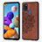Ultra-thin Silicone Gel Soft Case Cover with Magnetic S04D for Samsung Galaxy A21s Brown