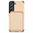 Ultra-thin Silicone Gel Soft Case Cover with Magnetic S04D for Samsung Galaxy S21 FE 5G Gold