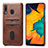 Ultra-thin Silicone Gel Soft Case Cover with Magnetic S05D for Samsung Galaxy A20 Brown