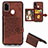 Ultra-thin Silicone Gel Soft Case Cover with Magnetic S05D for Samsung Galaxy M21 Brown