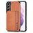 Ultra-thin Silicone Gel Soft Case Cover with Magnetic S05D for Samsung Galaxy S21 FE 5G Brown