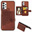 Ultra-thin Silicone Gel Soft Case Cover with Magnetic S06D for Samsung Galaxy A32 4G Brown