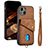 Ultra-thin Silicone Gel Soft Case Cover with Magnetic S09D for Apple iPhone 13 Brown