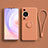 Ultra-thin Silicone Gel Soft Case Cover with Stand for Huawei P60 Pro Orange