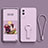 Ultra-thin Silicone Gel Soft Case Cover with Stand for Vivo T1x 5G Clove Purple