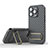 Ultra-thin Silicone Gel Soft Case Cover with Stand KC1 for Apple iPhone 15 Pro Gray