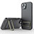 Ultra-thin Silicone Gel Soft Case Cover with Stand KC2 for Apple iPhone 14 Gray