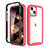 Ultra-thin Silicone Gel Soft Matte Finish Front and Back Case 360 Degrees Cover for Apple iPhone 15 Red and Black
