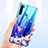 Ultra-thin Transparent Flowers Soft Case Cover T01 for Xiaomi Redmi Note 8 (2021) Blue