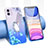 Ultra-thin Transparent Flowers Soft Case Cover T04 for Apple iPhone 11 Blue