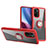 Ultra-thin Transparent TPU Soft Case Cover with Magnetic Finger Ring Stand ZL1 for Xiaomi Poco F3 5G Red