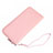 Universal Lichee Pattern Leather Wristlet Wallet Handbag Case Pink