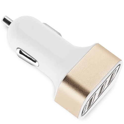 3.0A Car Charger Adapter 3 USB Port Cigarette Lighter USB Charger Universal Fast Charging U07 Gold