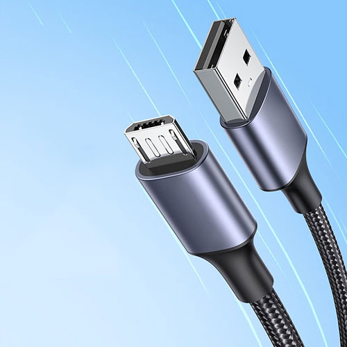 Charger Micro USB Data Cable Charging Cord Android Universal 2A H01 for Apple iPhone 15 Pro Gray