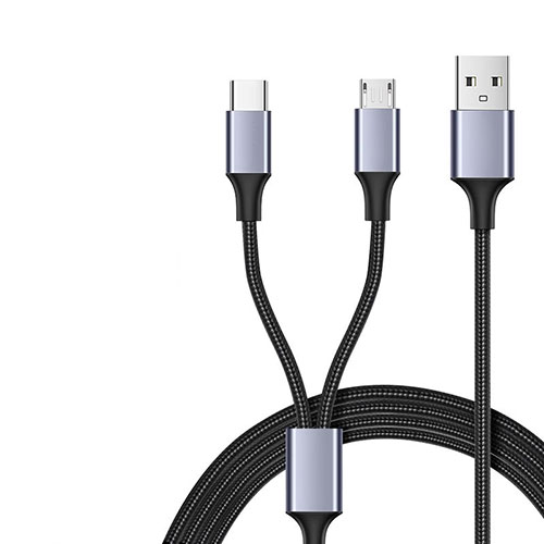Charger USB Data Cable Charging Cord and Android Micro USB Type-C 2A H01 for Apple iPad Pro 12.9 (2021) Black