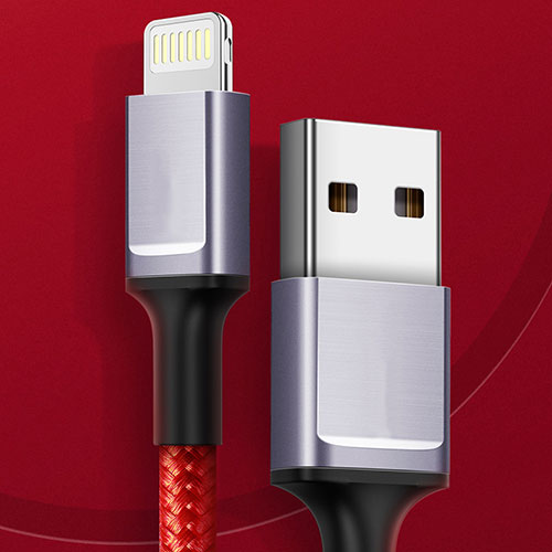 Charger USB Data Cable Charging Cord C03 for Apple iPhone Xs Red