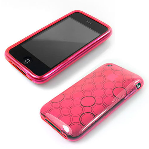 Circle Transparent TPU Soft Cover for Apple iPhone 3G 3GS Pink