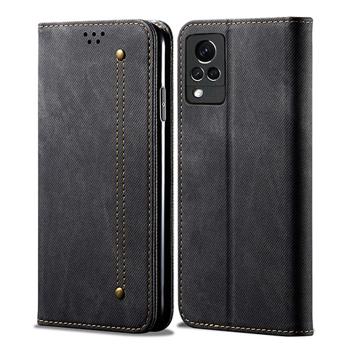 Cloth Case Stands Flip Cover B01S for Vivo V21 5G Black