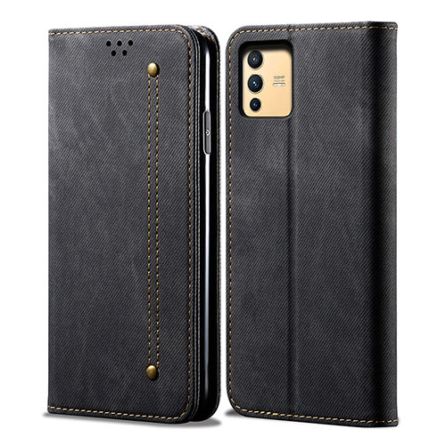 Cloth Case Stands Flip Cover B01S for Vivo V23 5G Black