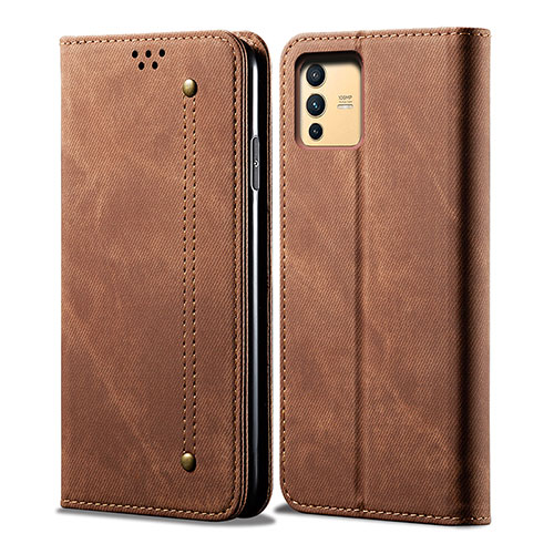 Cloth Case Stands Flip Cover B01S for Vivo V23 5G Brown